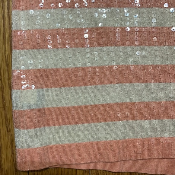 ELLEN TRACY for Neumann Marcus Sequin Cream and Pink short sleeve top size Small - Picture 4 of 4